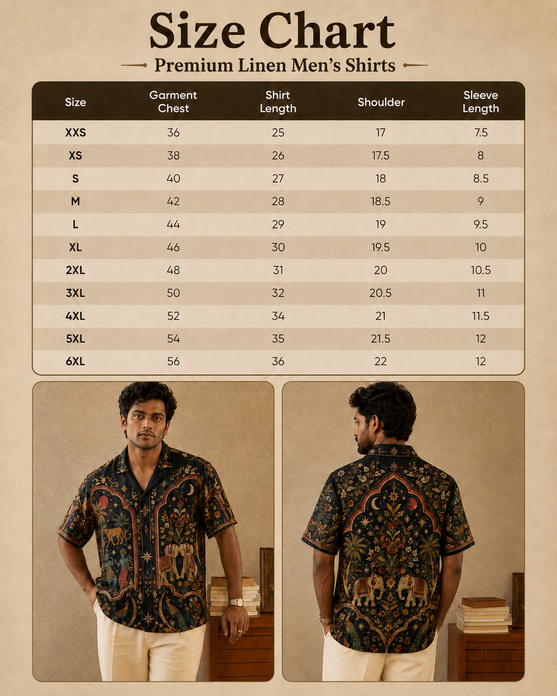 Vintage Wildlife Print Men's Linen Shirt