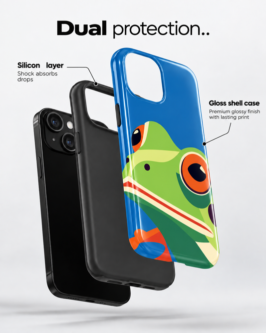 Playful Frog Gloss Shell Dual Protection iPhone Case