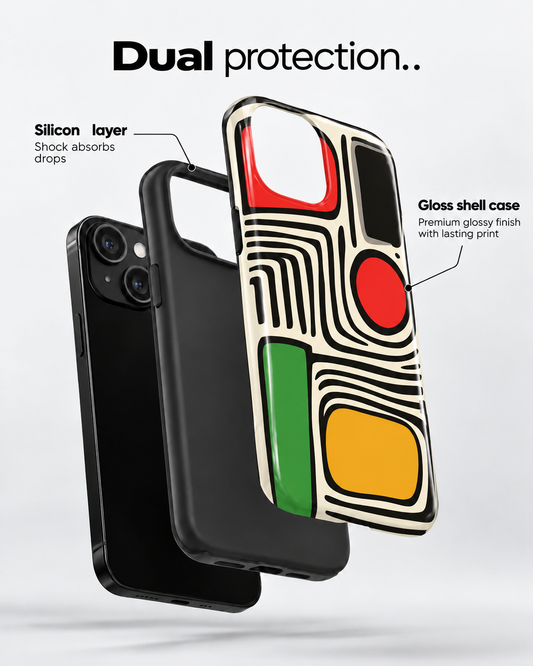 Retro Geometric Gloss Shell Dual Protection iPhone Case