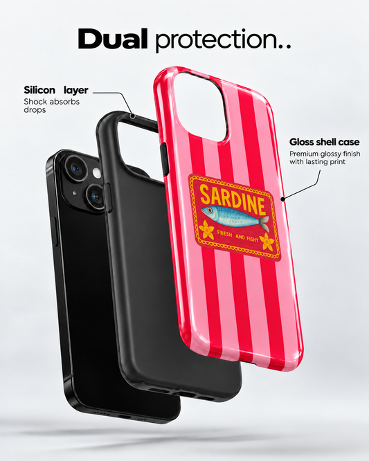 Sardine Vintage Label Gloss Shell Dual Protection iPhone Case
