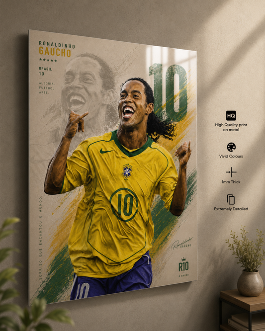 Ronaldinho Gaúcho "Alegria. Futebol. Arte." Metal Poster