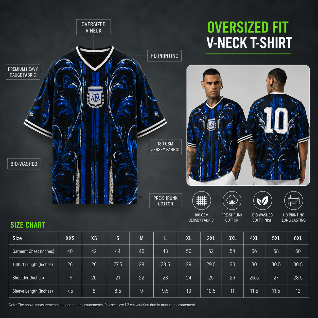 Argentina Away Jersey | V-Neck Oversized T-shirt