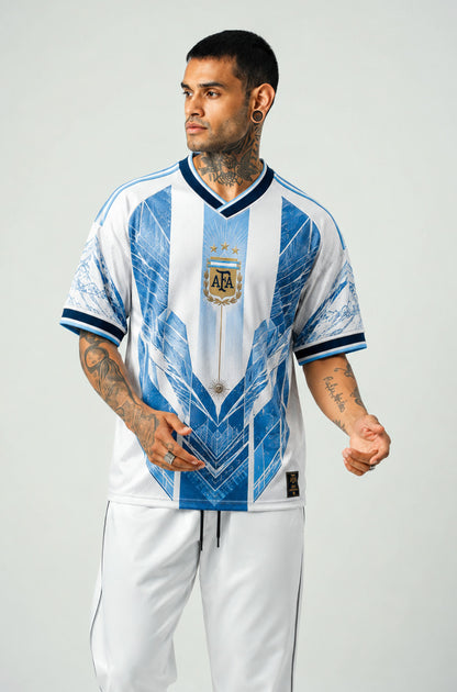 Argentina Inspired Jersey | V-Neck Oversized T-shirt