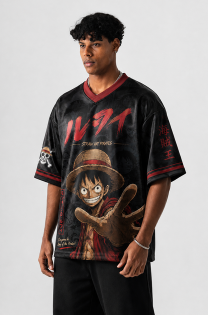 Monkey D. Luffy Inspired Oversized Anime Jersey T-Shirt