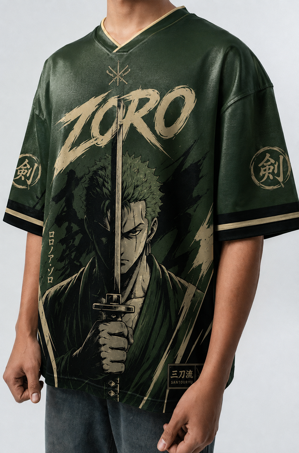 Roronoa Zoro Inspired Oversized Anime Jersey T-Shirt