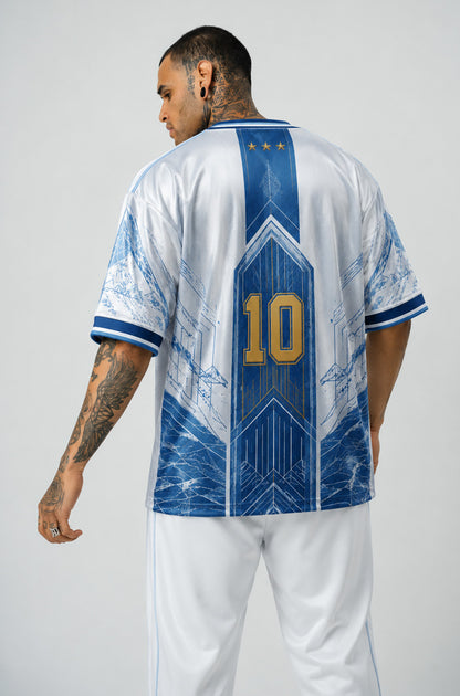 Argentina Inspired Jersey | V-Neck Oversized T-shirt
