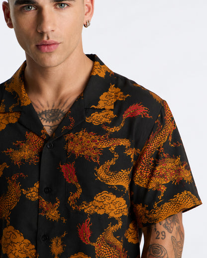 Imperial Golden Dragon Men's Linen Shirt