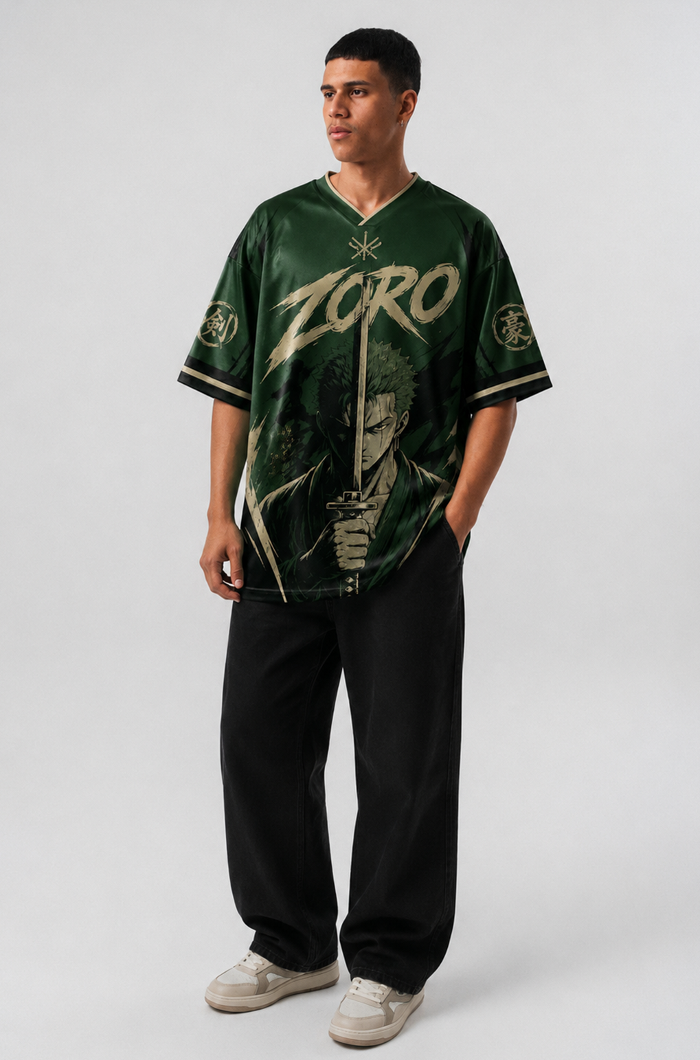 Roronoa Zoro Inspired Oversized Anime Jersey T-Shirt