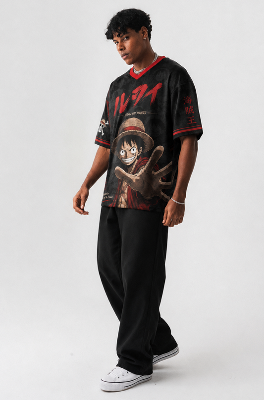 Monkey D. Luffy Inspired Oversized Anime Jersey T-Shirt