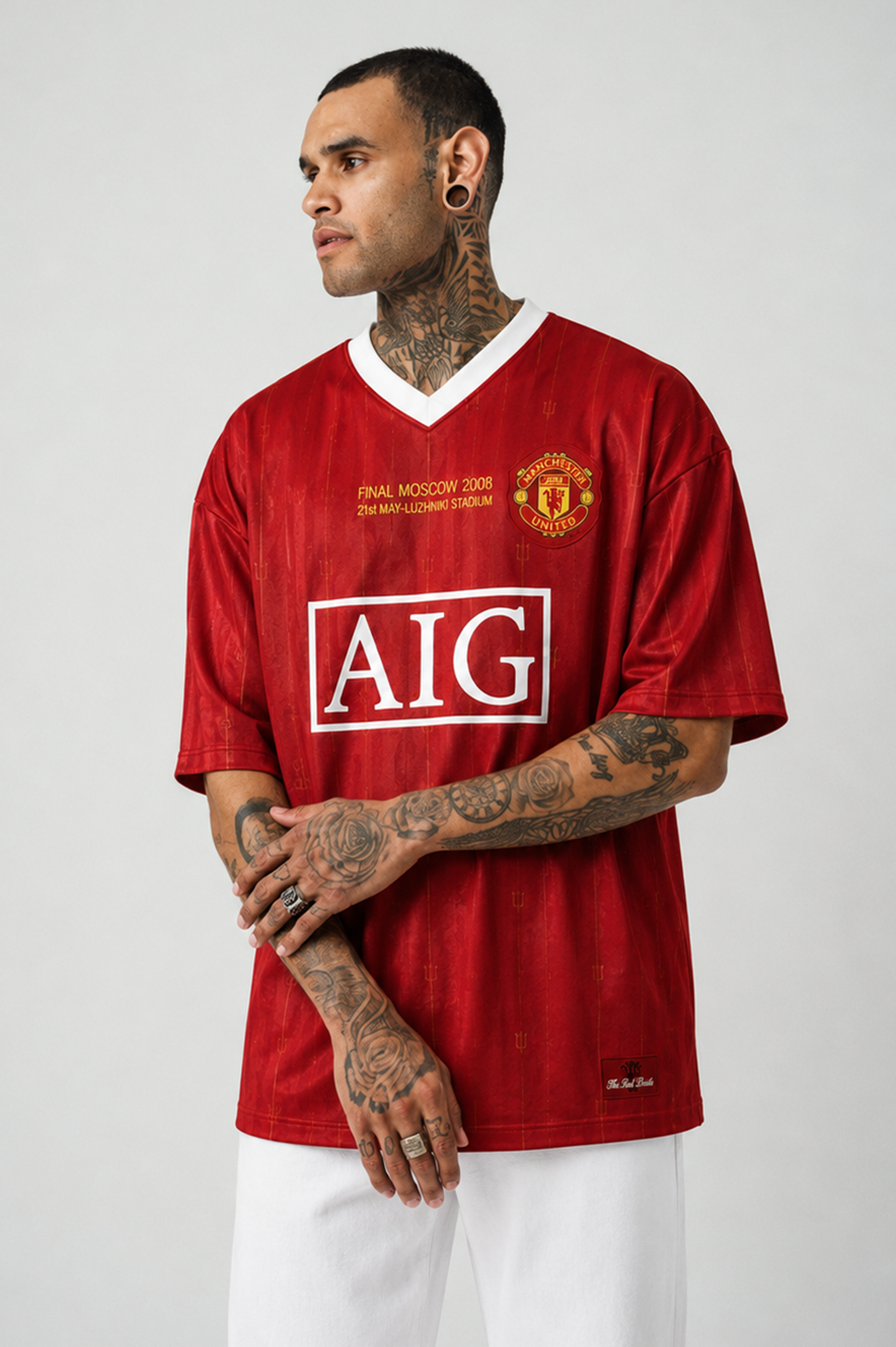 Manchester Ronaldo 7 Retro Jersey | V-Neck Oversized T-shirt