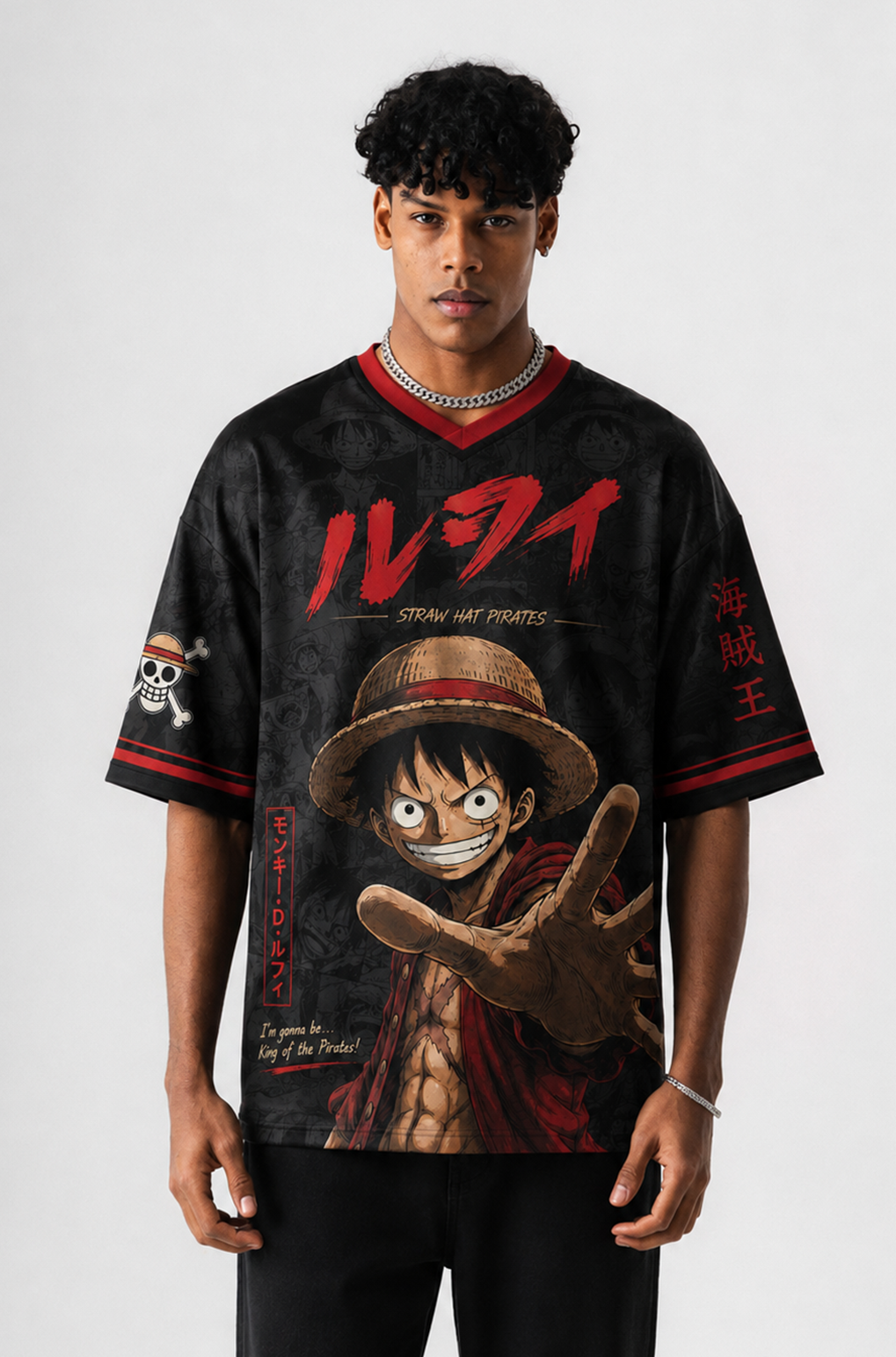 Monkey D. Luffy Inspired Oversized Anime Jersey T-Shirt