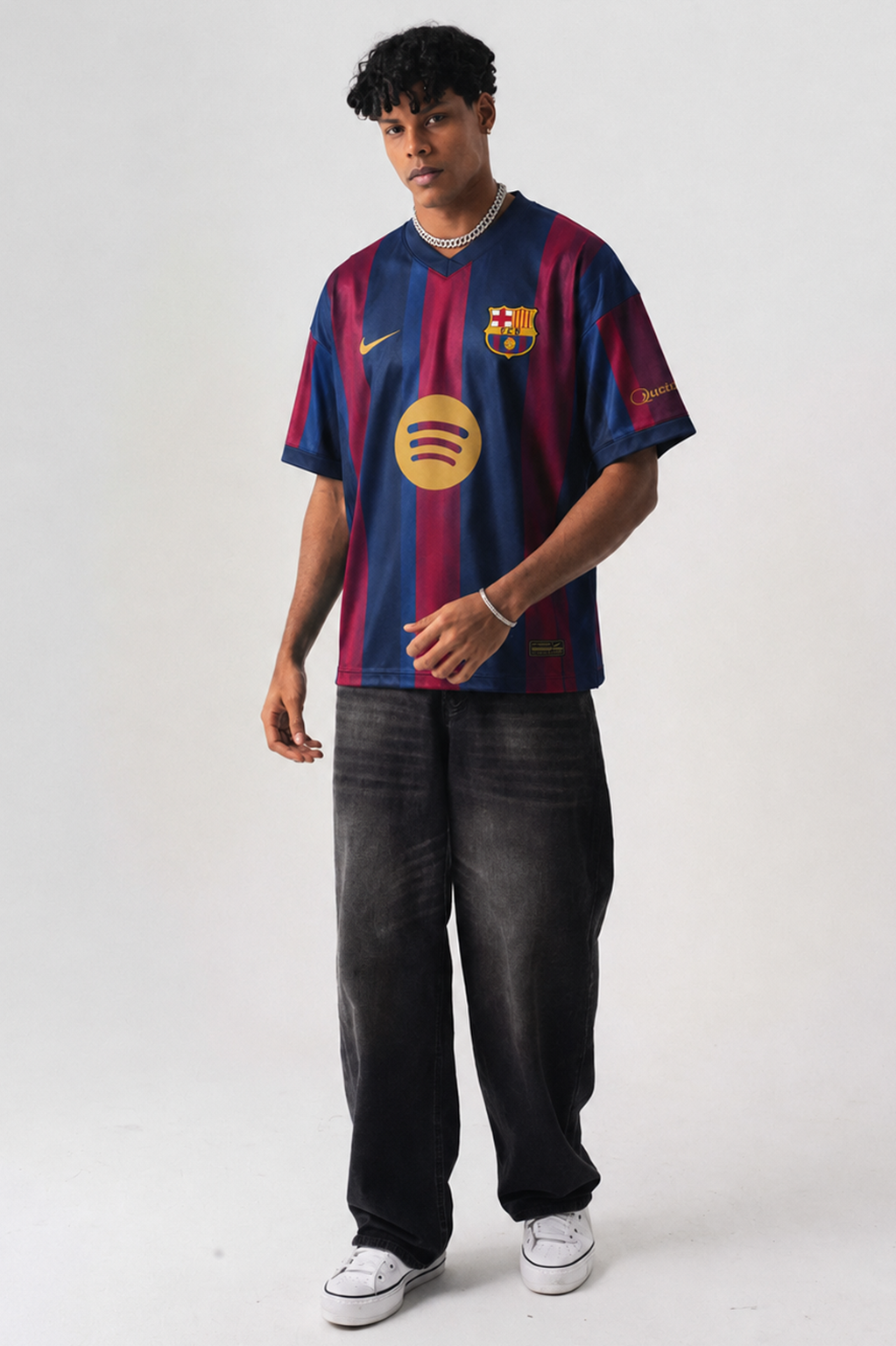 Barcelona Messi 10 Retro Jersey | V-Neck Oversized T-shirt