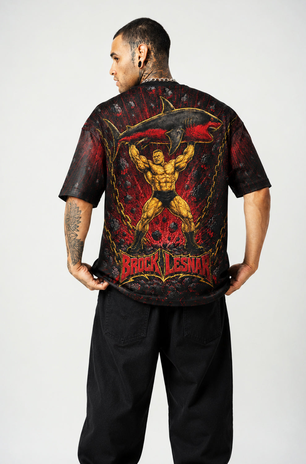 BROCK LESNAR shark Jersey | Oversized T-shirts