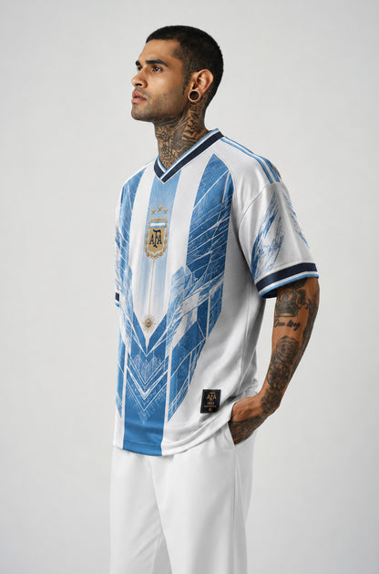 Argentina Inspired Jersey | V-Neck Oversized T-shirt