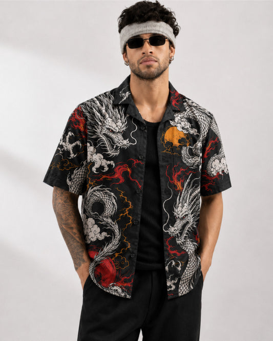 Storm Dragon Men's Linen Shirt