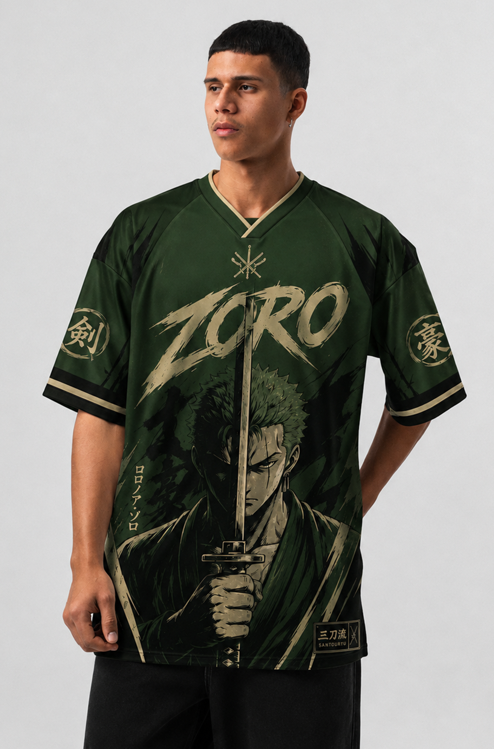 Roronoa Zoro Inspired Oversized Anime Jersey T-Shirt