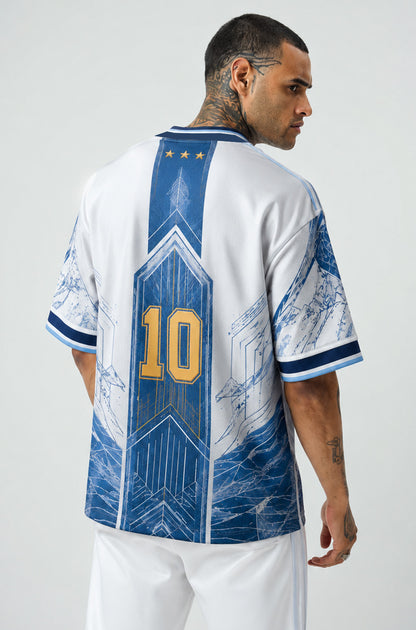 Argentina Inspired Jersey | V-Neck Oversized T-shirt
