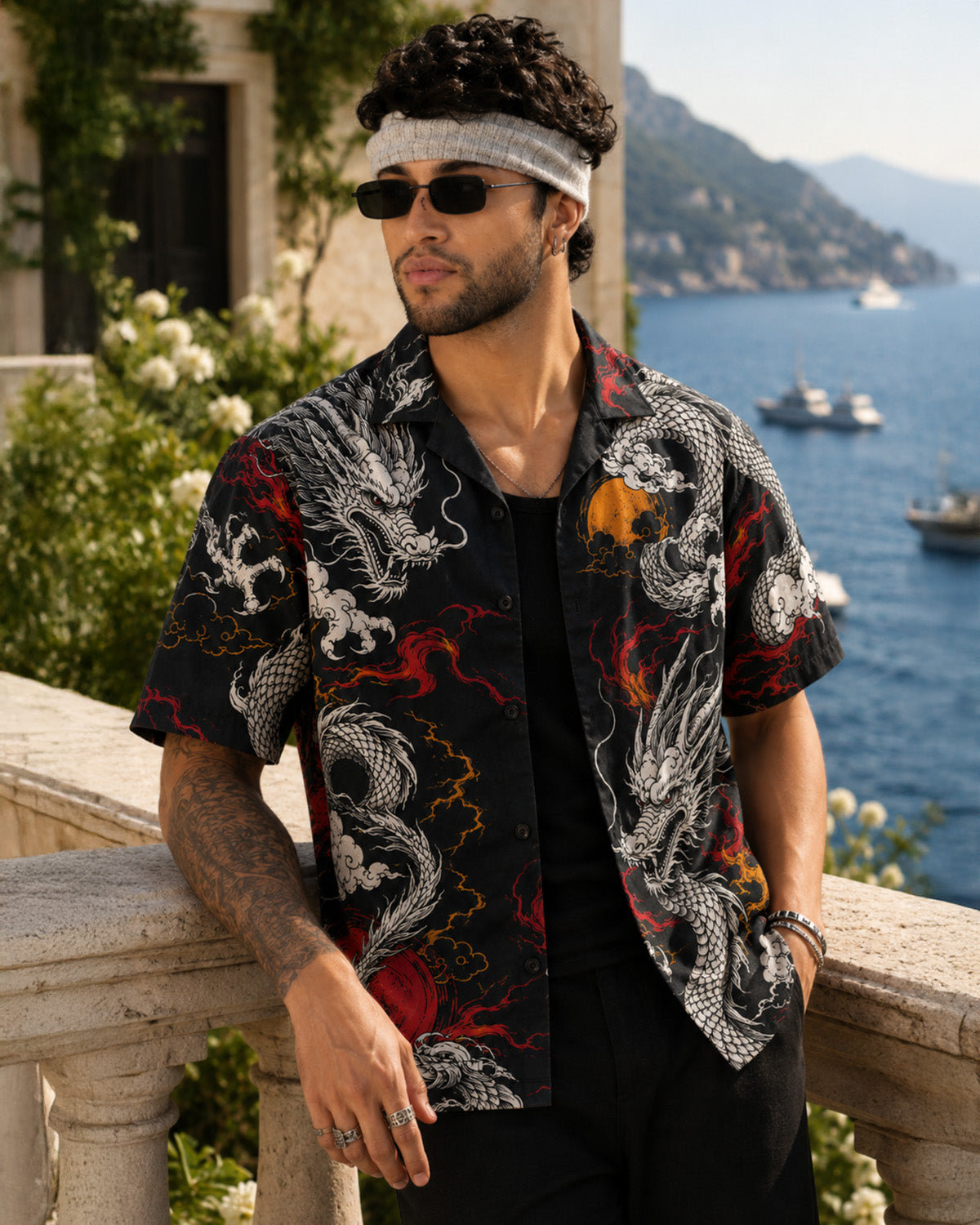 Storm Dragon Men's Linen Shirt