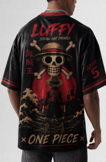 Monkey D. Luffy Inspired Oversized Anime Jersey T-Shirt