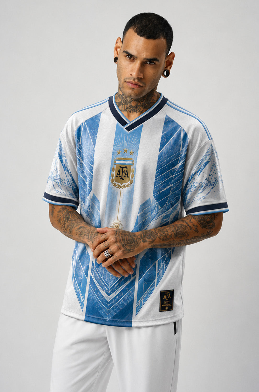 Argentina Inspired Jersey | V-Neck Oversized T-shirt