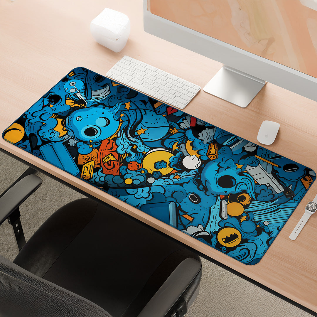 Blue Chaos Doodle | Street Pop Deskmat