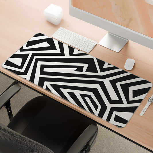 Monochrome Maze | Geometric Edge Deskmat