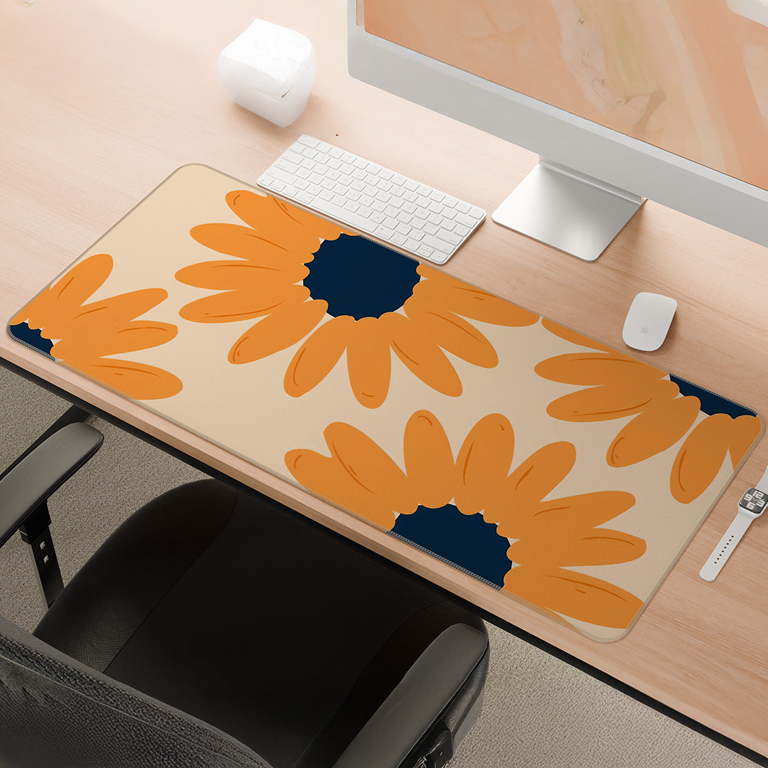 Sunburst Bloom | Retro Floral Deskmat