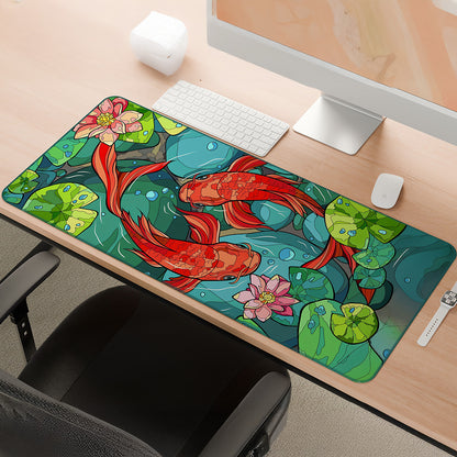 Crimson Koi Garden | Serene Pond Gaming Deskmat
