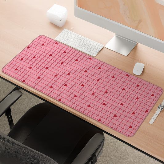Blush Heart Grid | Cute Aesthetic Gaming Deskmat