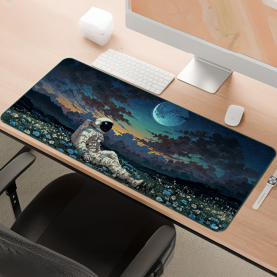 Lunar Drift Astronaut | Cosmic Serenity Gaming Deskmat