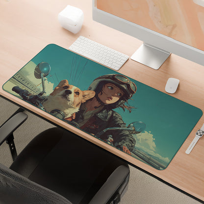 Sky Rider & Loyal Companion | Vintage Adventure Gaming Deskmat