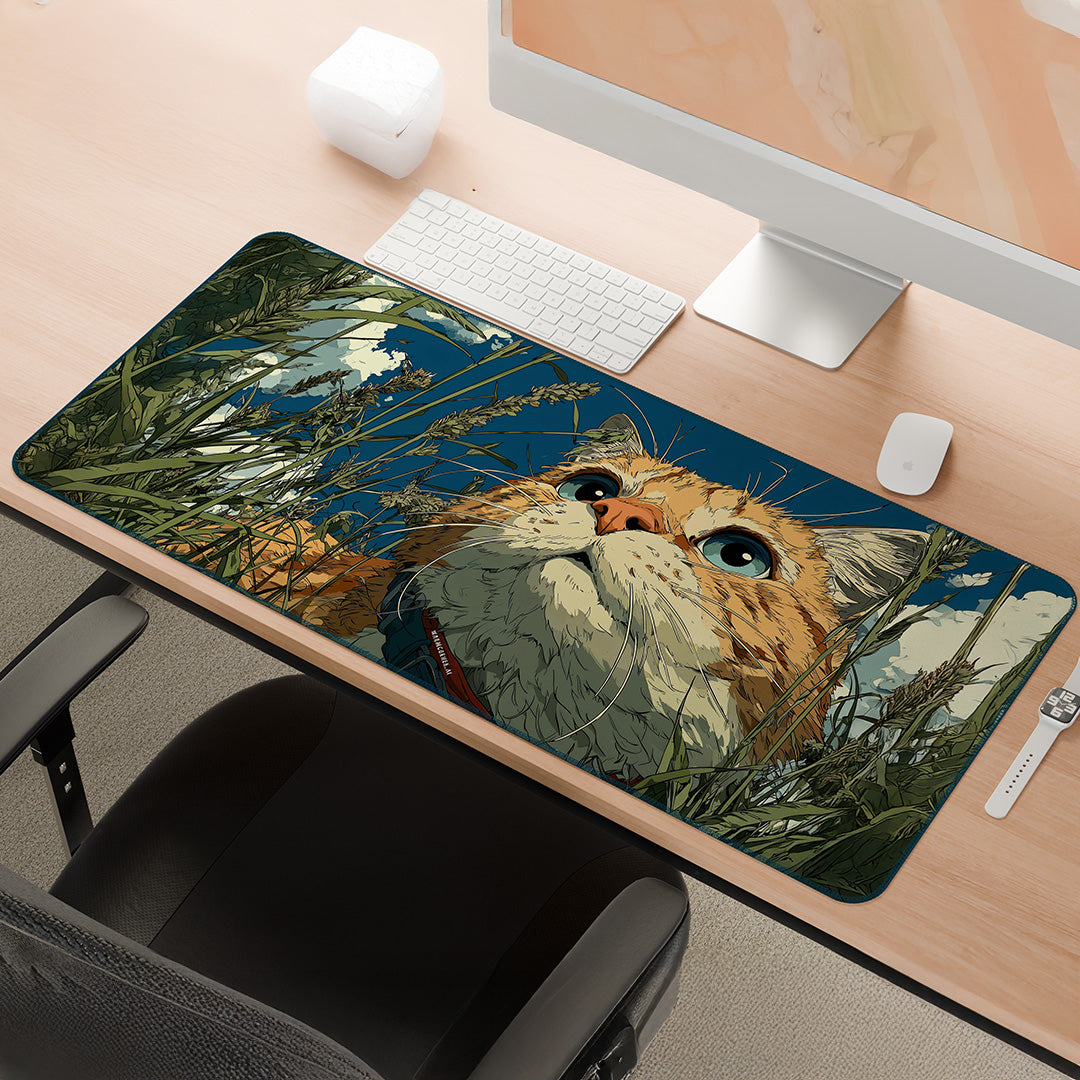 Sky Meadow Whiskers | Aesthetic Cat Gaming Deskmat