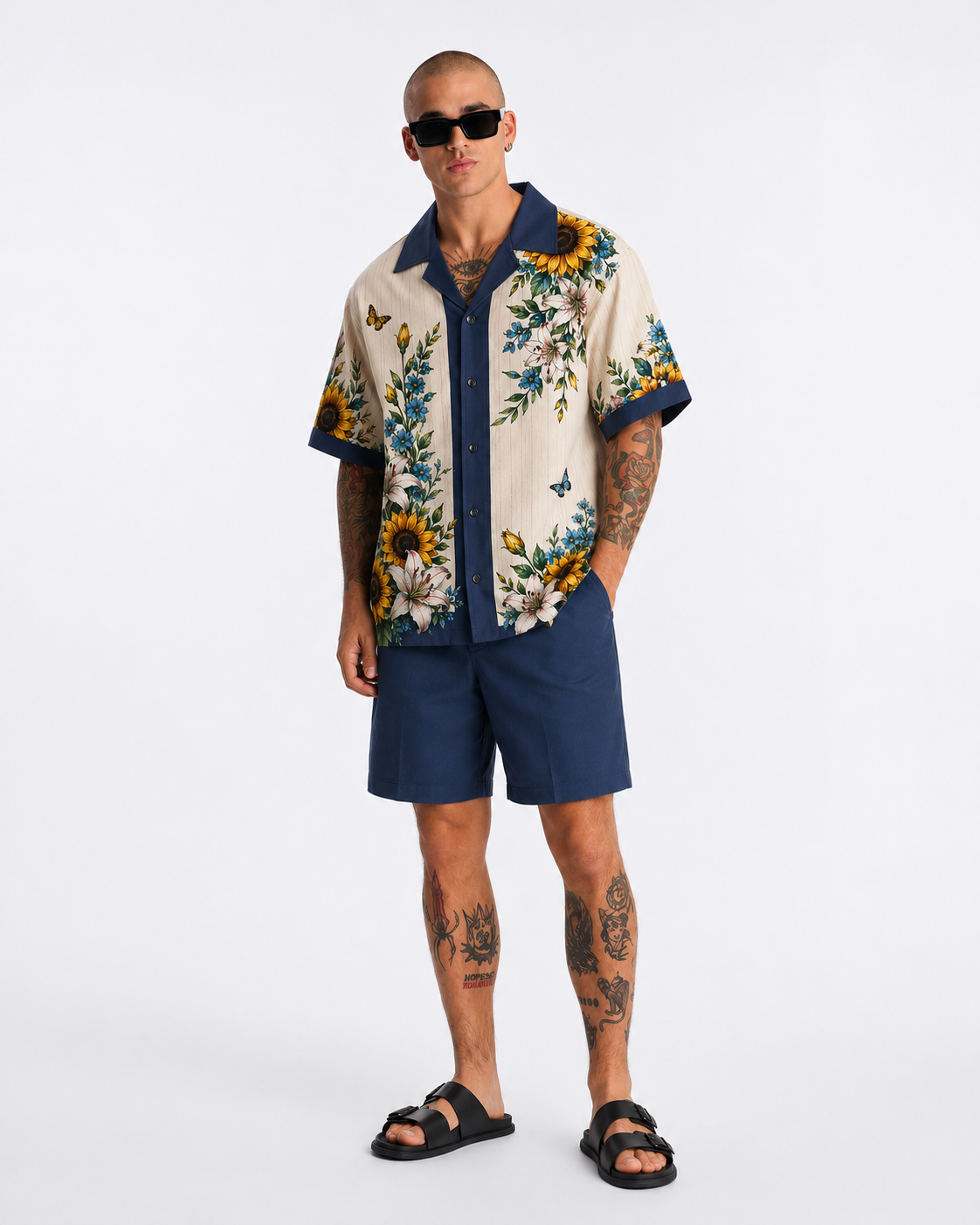 Sunflower & Lily Garden Men's Linen Shirt