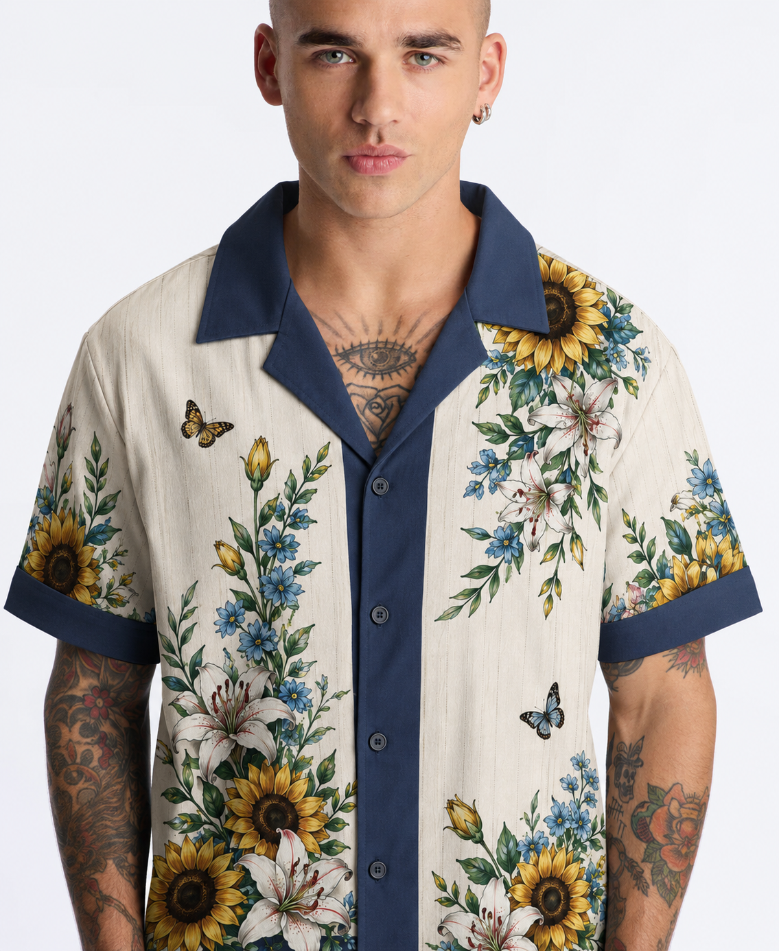 Sunflower & Lily Garden Men's Linen Shirt