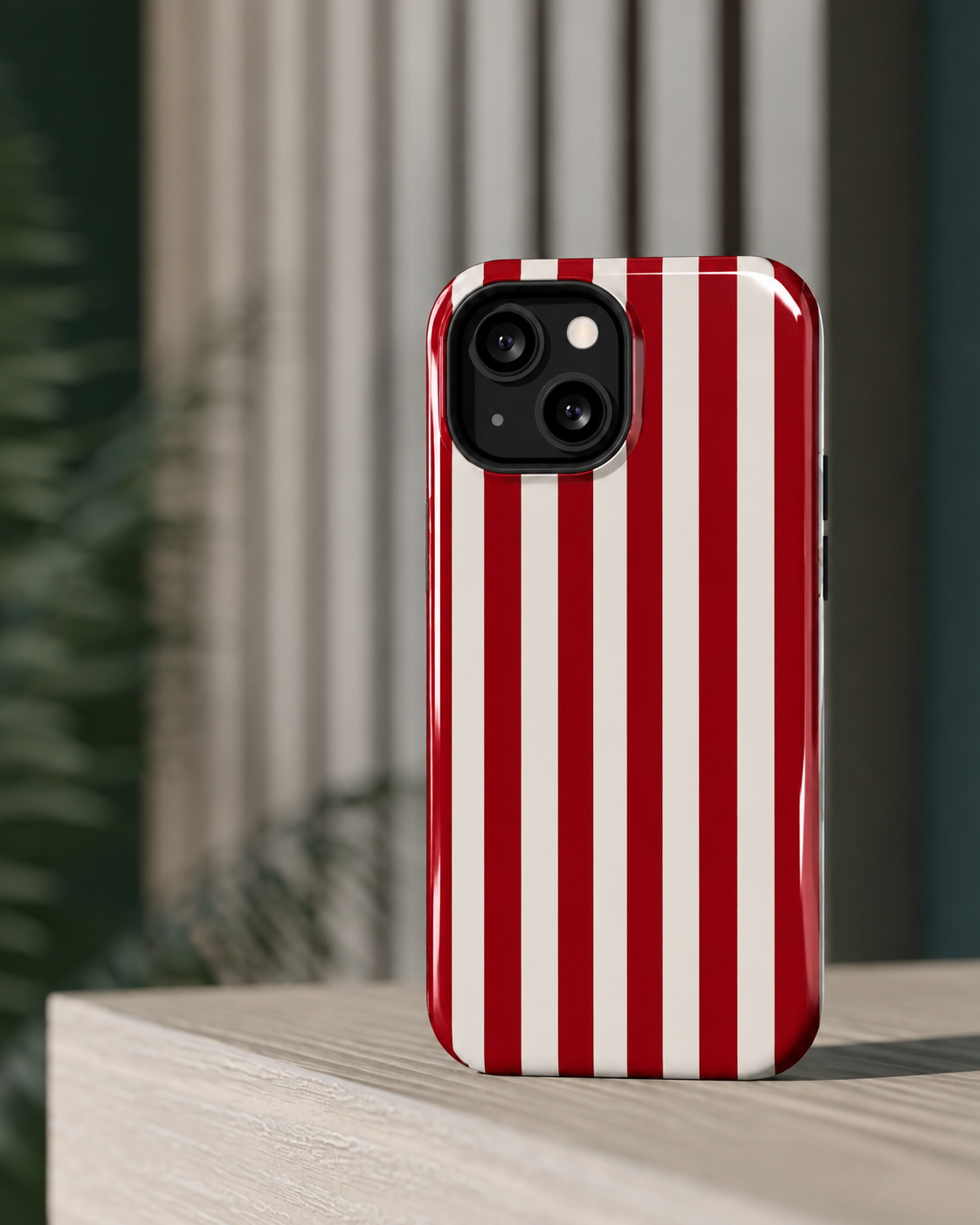 Classic Red Stripe Gloss Shell Dual Protection iPhone Case