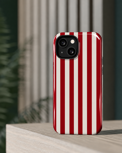 Classic Red Stripe Gloss Shell Dual Protection iPhone Case