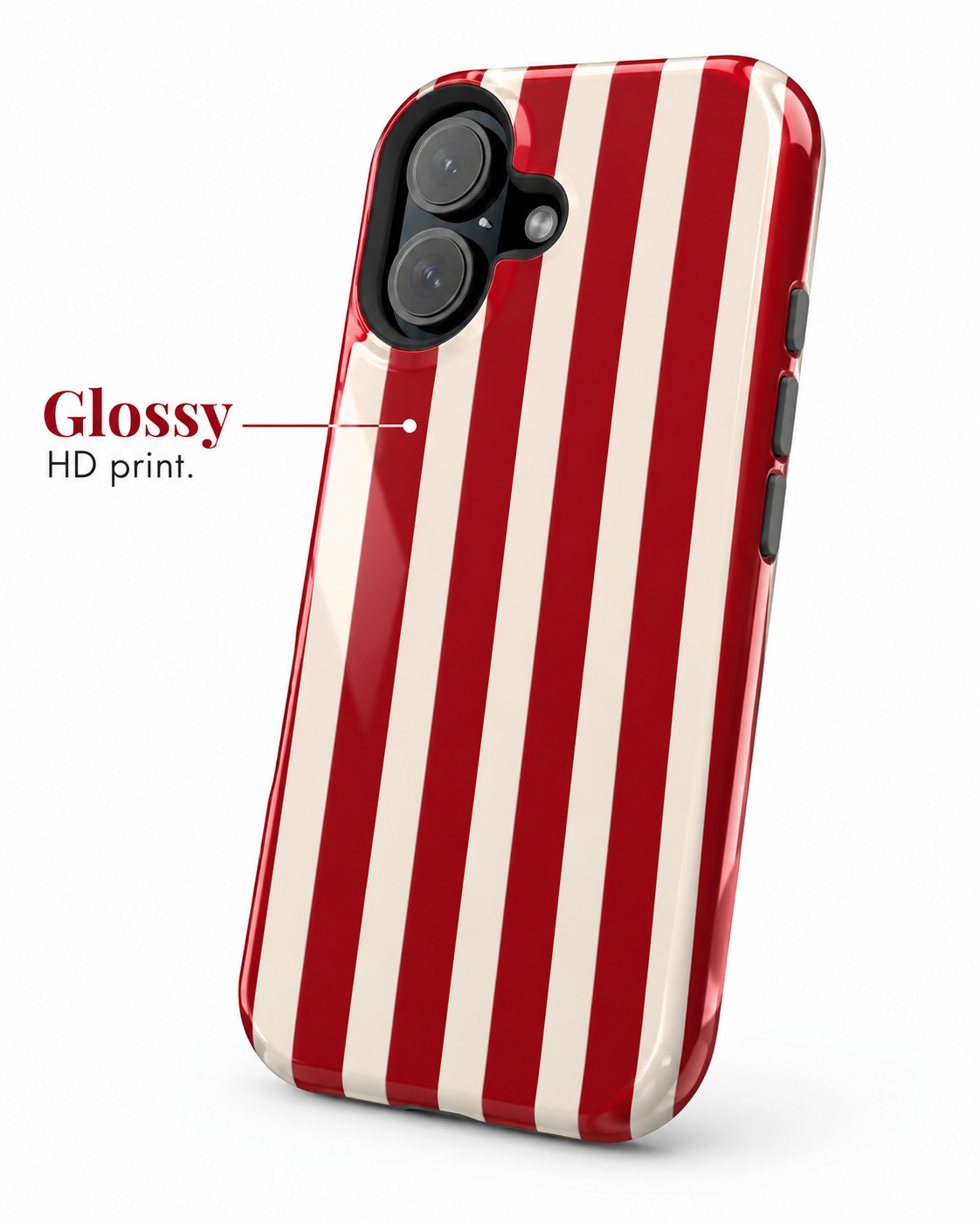 Classic Red Stripe Gloss Shell Dual Protection iPhone Case