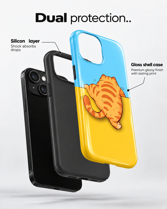 Lazy Cat Gloss Shell Dual Protection iPhone Case