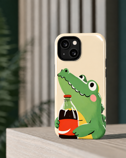 Cute Crocodile Gloss Shell Dual Protection iPhone Case