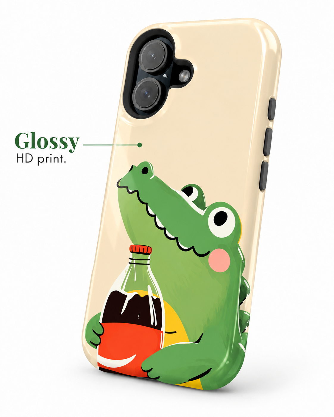 Cute Crocodile Gloss Shell Dual Protection iPhone Case
