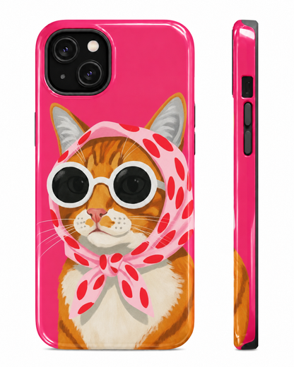 Cute Cat in Scarf Gloss Shell Dual Protection iPhone Case