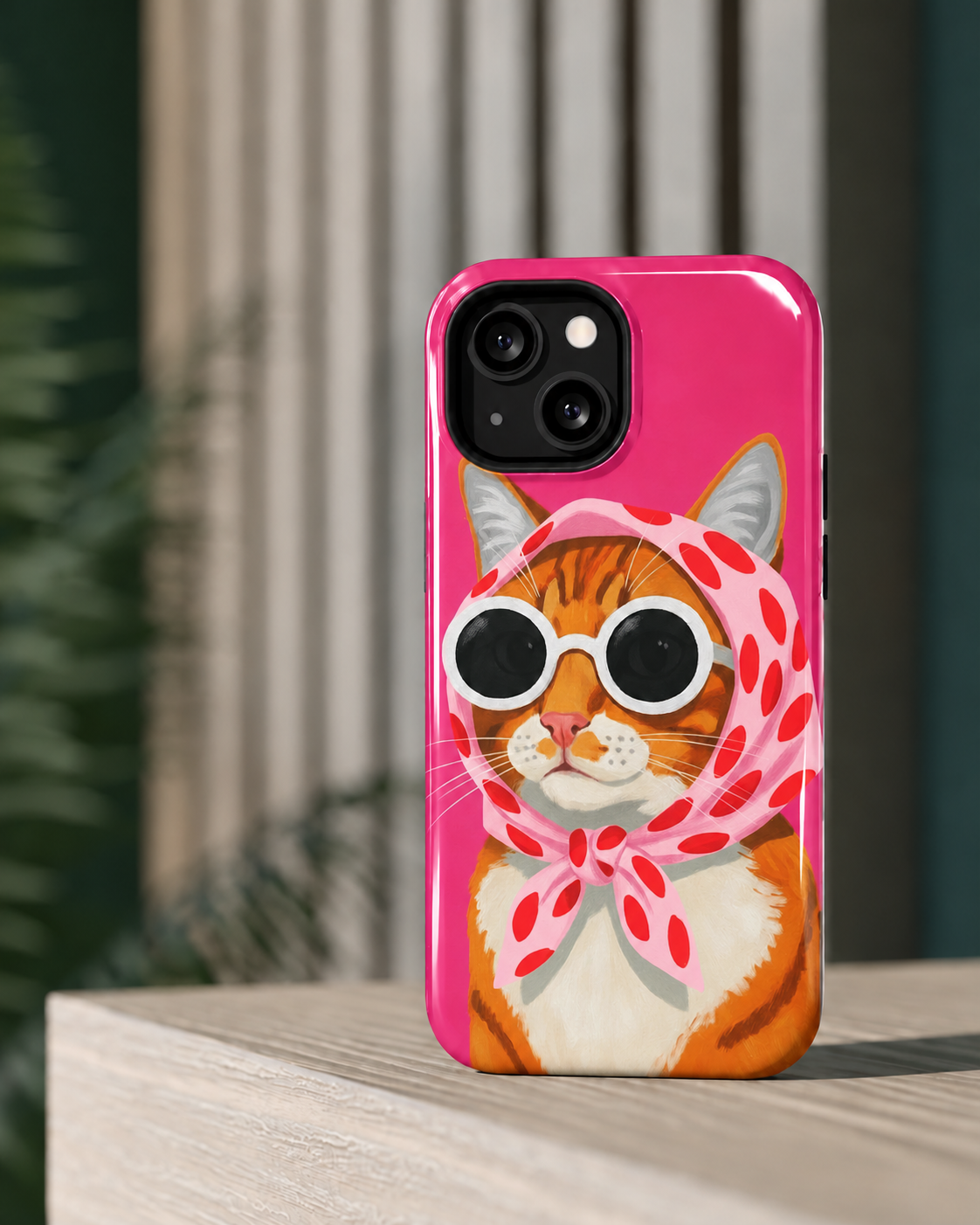 Cute Cat in Scarf Gloss Shell Dual Protection iPhone Case