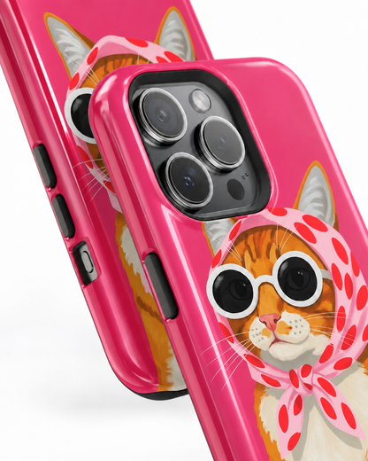 Cute Cat in Scarf Gloss Shell Dual Protection iPhone Case