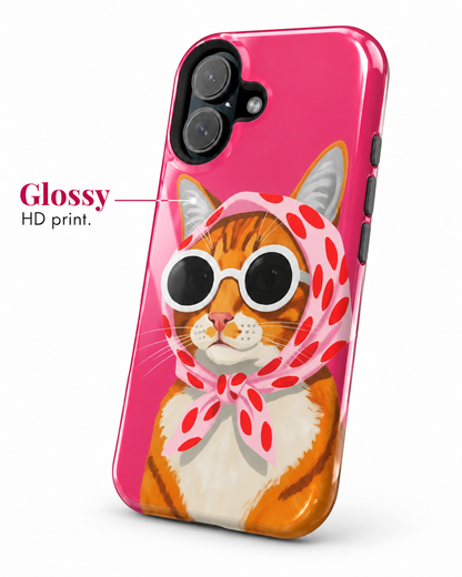 Cute Cat in Scarf Gloss Shell Dual Protection iPhone Case