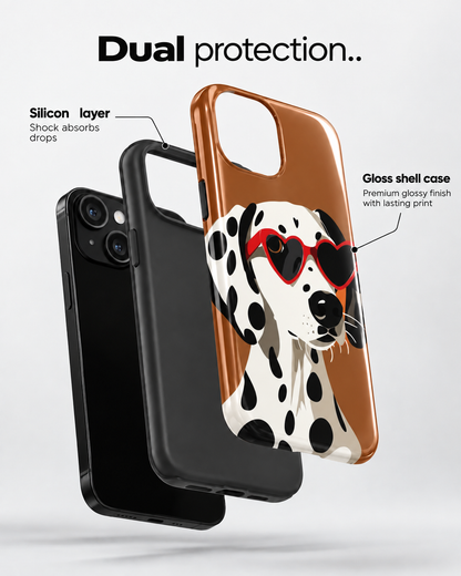 Cool Dalmation Sunglasses Gloss Shell Dual Protection Phone Case