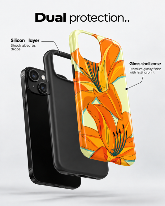 Tropical Lily Gloss Shell Dual Protection iPhone Case