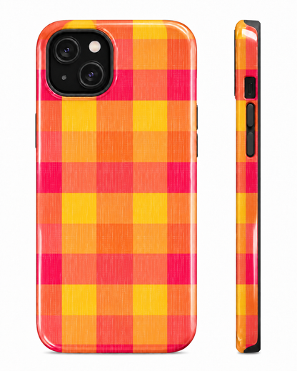 Retro Plaid Gloss Shell Dual Protection iPhone Case