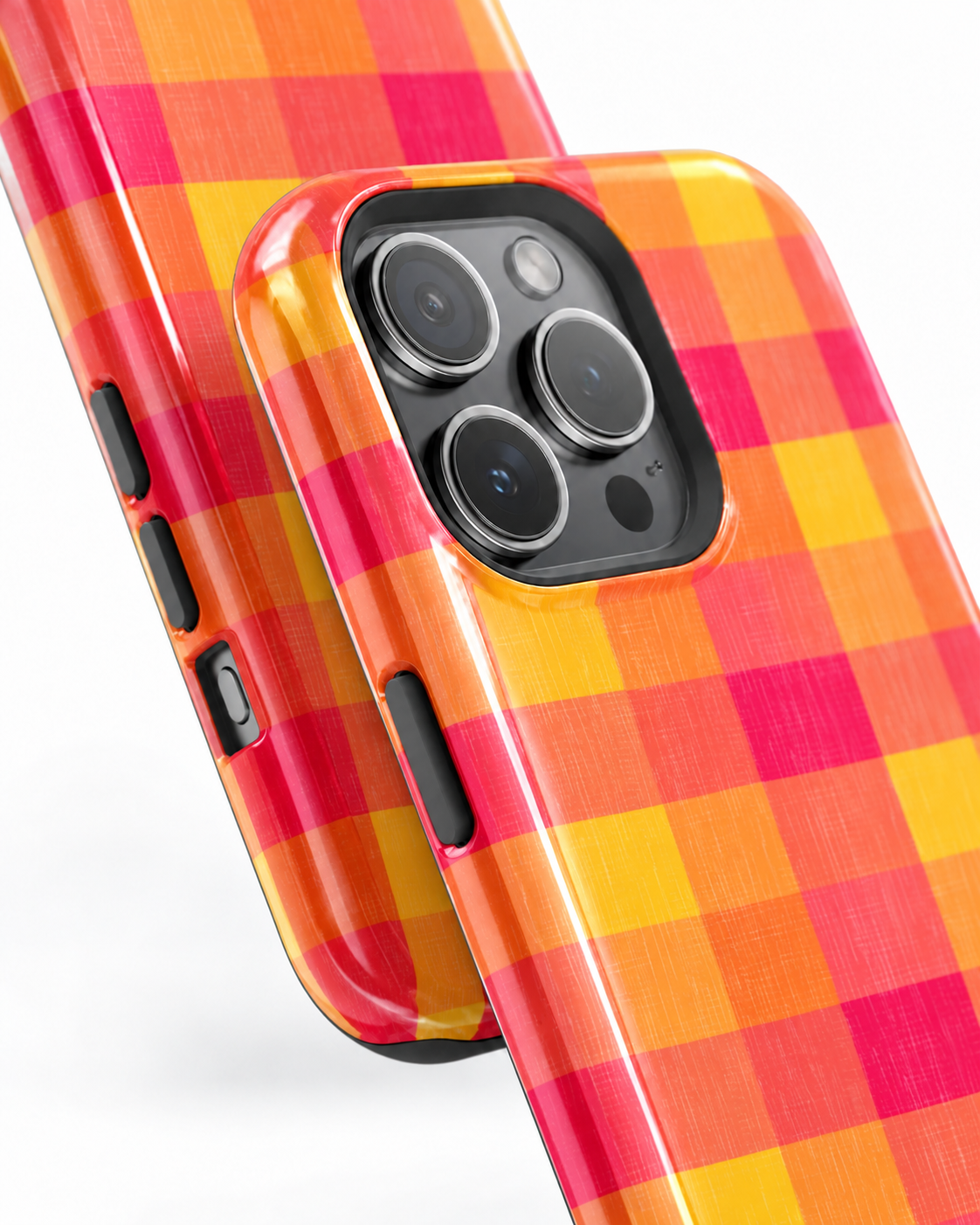 Retro Plaid Gloss Shell Dual Protection iPhone Case