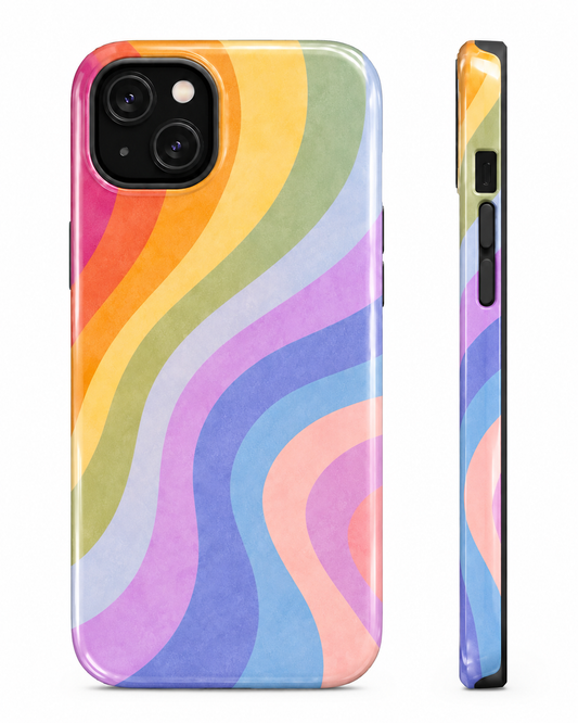 Pastel Waves Gloss Shell Dual Protection iPhone Case