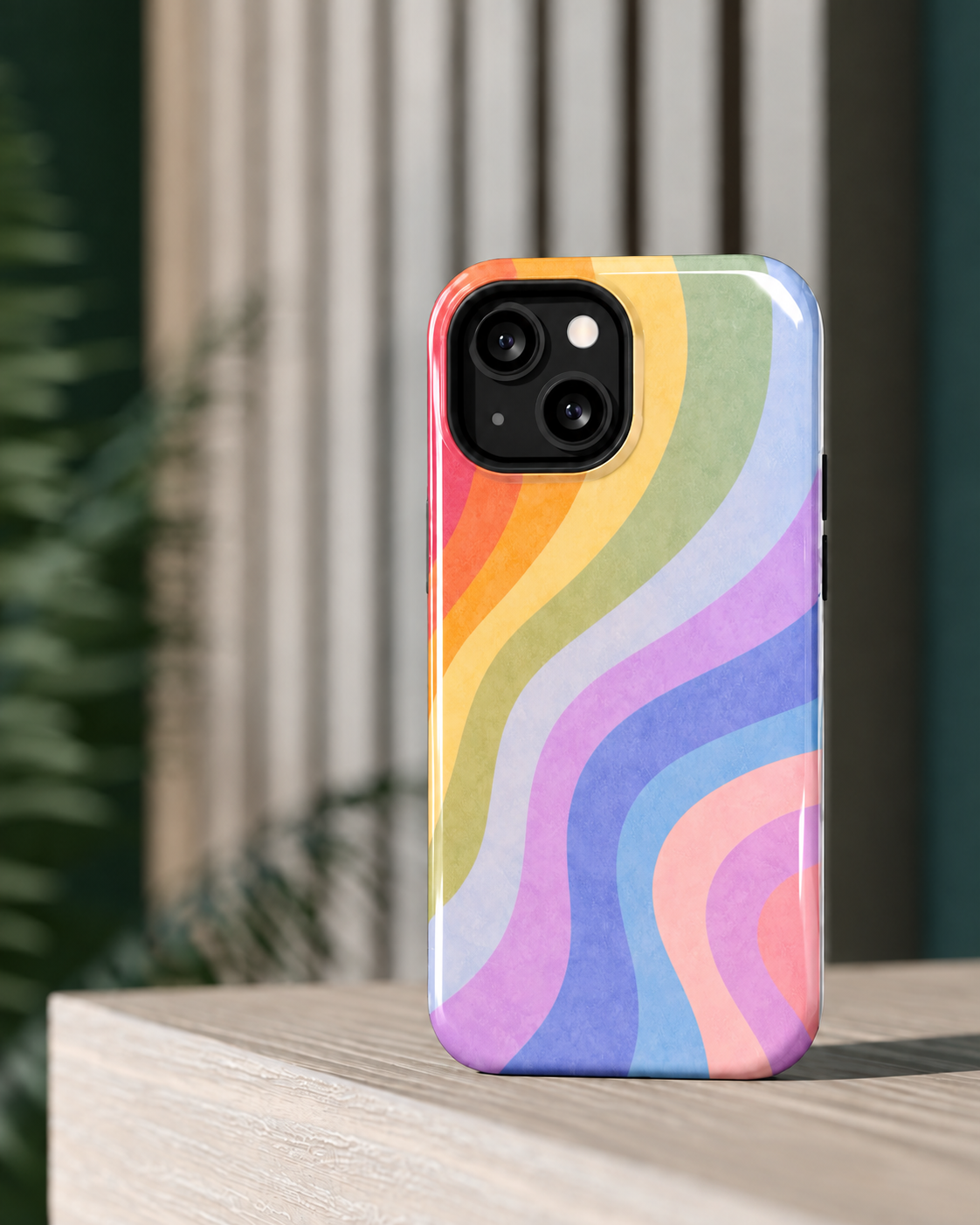 Pastel Waves Gloss Shell Dual Protection iPhone Case